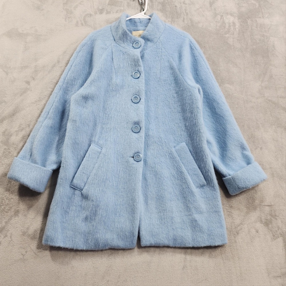 Appleseed's Coat Womens 14 Blue Wool Blend Fuzzy Cozy Mid Length Lined Preppy
